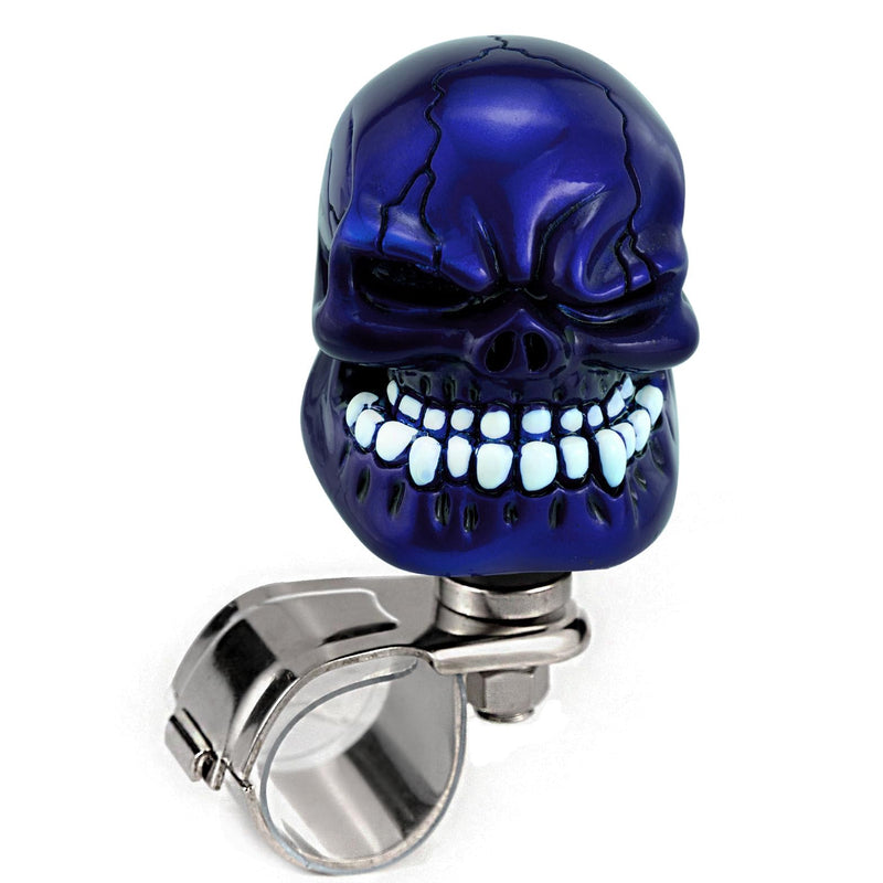 Arenbel Steering Wheel Turning Booster Skull Car Suicide Spinner Driving Assist Grip Handle Brody Knob Fit Most VehiclesTrucks Boats, Blue