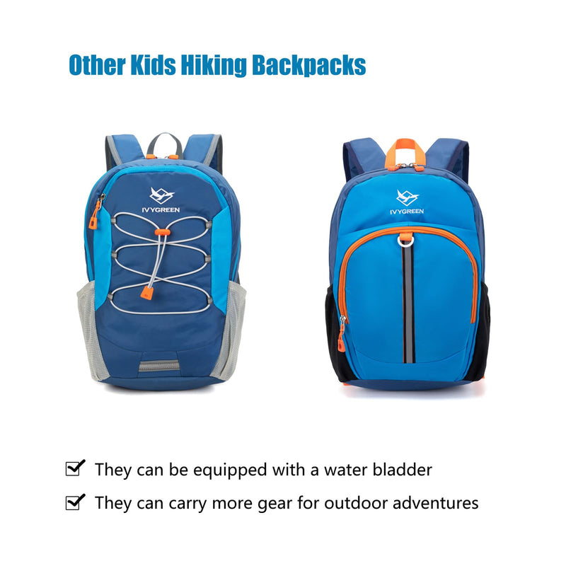 Ivygreen Kids Hydration Backpack, Hiking Backpack for Boys or Girls with 1.5L Water Bladder Blue - Small