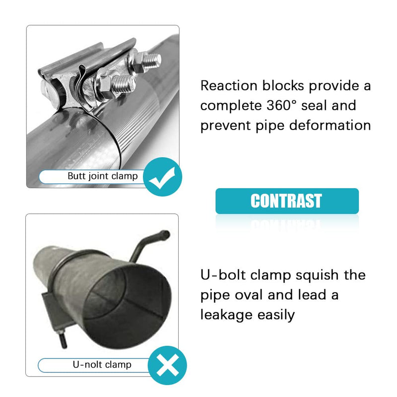 4" 4.0 Inch Exhaust Clamp Butt Joint Band Clamp Sleeve Coupler Stainless Steel 4 Inch for Exhaust Pipes, Mufflers and Catalytic Converters (1 PCS) 1 4.0"