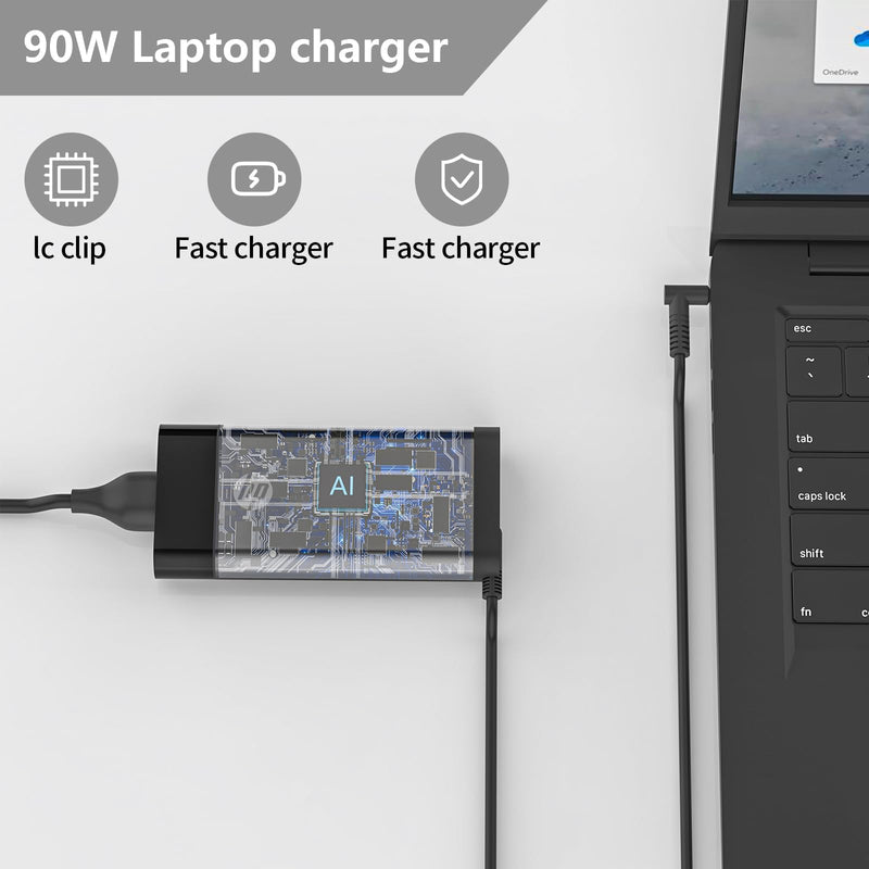 90W 4.62A 4.5mm Blue Tip Laptop Charger Compatible with HP Spectre X360 13 15 Envy 14 15 17 TouchSmart M6 M7 15-j 17-j Series 710412-001 710413-001 710414-001 Adapter Power Supply Cord 90W