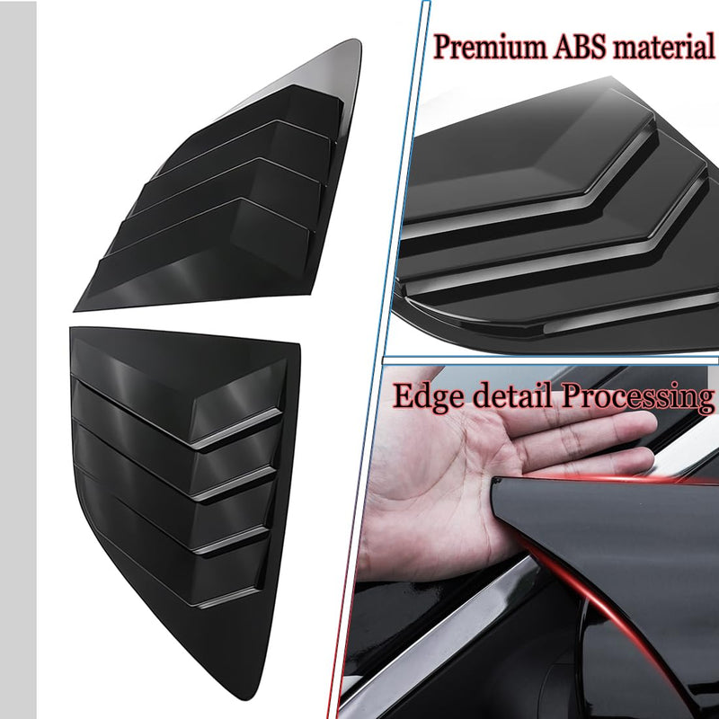 2Pcs Rear Side Window Louvers Air Vent Scoop Shades Cover Blinds Trim for Honda CRV CR-V 2023 2024 2025 - ABS bright black Sport Interior Accessories