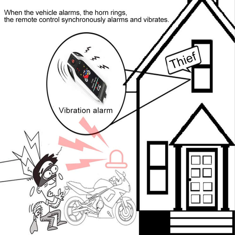 Acouto Motorcycle Alarm System Anti Theft,2 Way Remote Alarm Horn Security System with Engine Start Function for Motorcycle