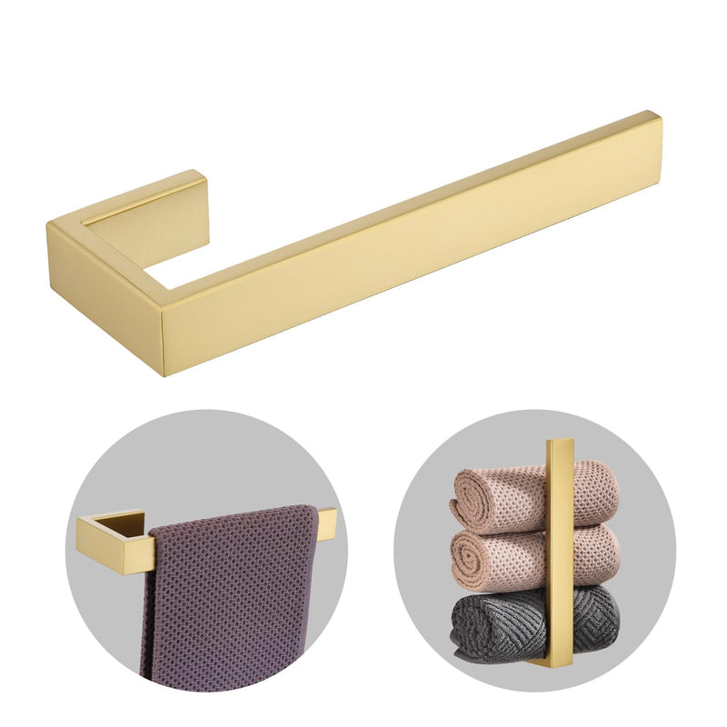 TASTOS Brushed Gold Hand Towel Holder Bath Towel Bar Bathroom Towel Ring, Wall Mount, Modern Style 1