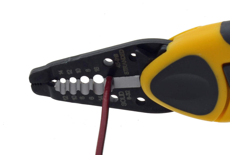 IDEAL Electrical 45-918 Kinetic Reflex T-Stripper - 6-16 AWG, Wire Stripper with Thumb Rest, Plier Nose, Slide Lock, Textured Grips,Black/Yellow