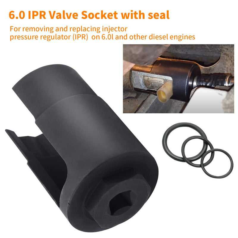 Mekar 6.0 IPR Valve Socket and Oil Rail Adapters Kits and 6.0 High Pressure Oil Pump IPR Valve Air Test Fitting Tool with Seal Kit Compatible with 6.0L Powerstroke Diesel Engine 8PCS Set