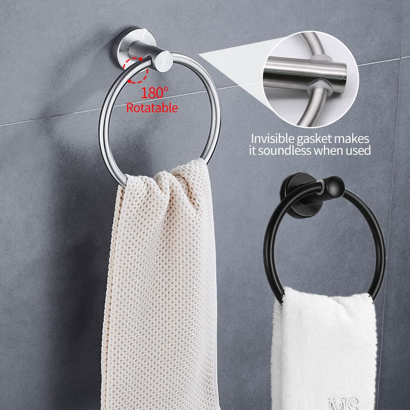 4pcs Matte Black Toilet Paper Holder and Towel Ring Set, Stainless Steel Hand Towel Holder and Towel Hanger with Hardware Pack 4pcs Matte Black