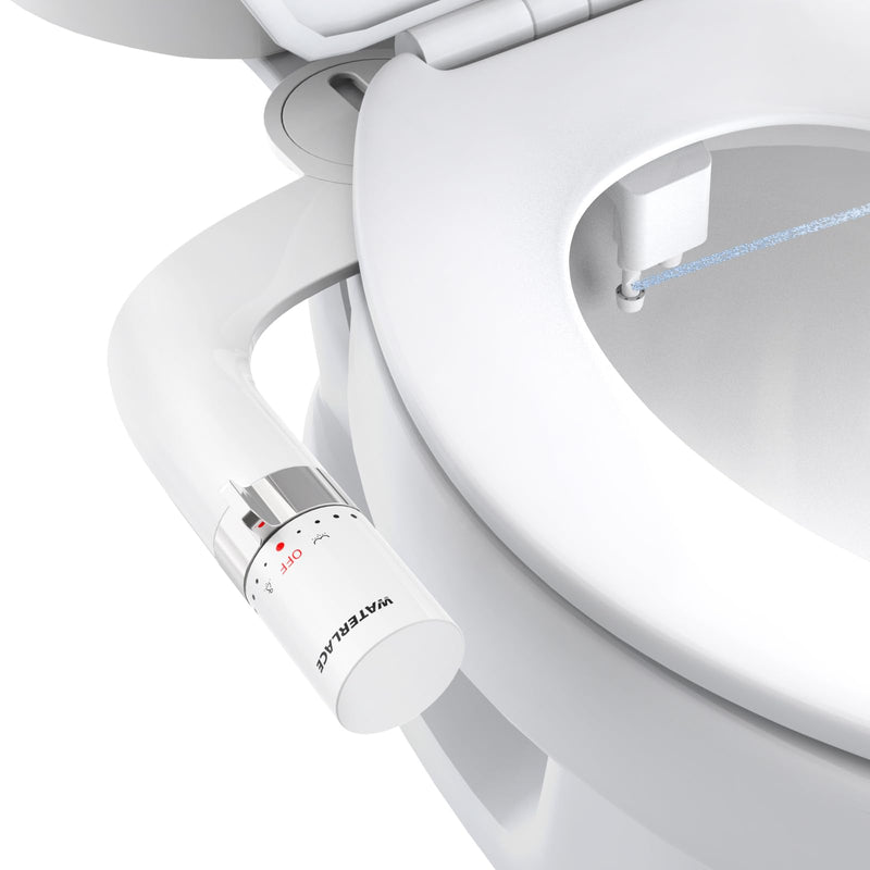 WATERLACE Bidet Attachment for Toilet Seat Sprayer - Non Electric Dual Nozzle with Cold Water - Self Cleaning Toilets Bathroom Spray for Butt Wash - Easy Slim Adjustable Pressure Control Rv Bidets White