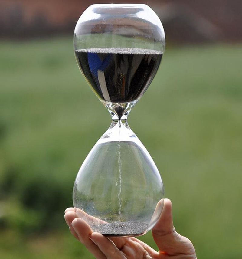 Large Fashion Black Sand Glass Sandglass Hourglass Timer Clear Smooth Glass Measures Home Desk Decor Xmas Birthday Gift (60 minutes) 60 Minutes