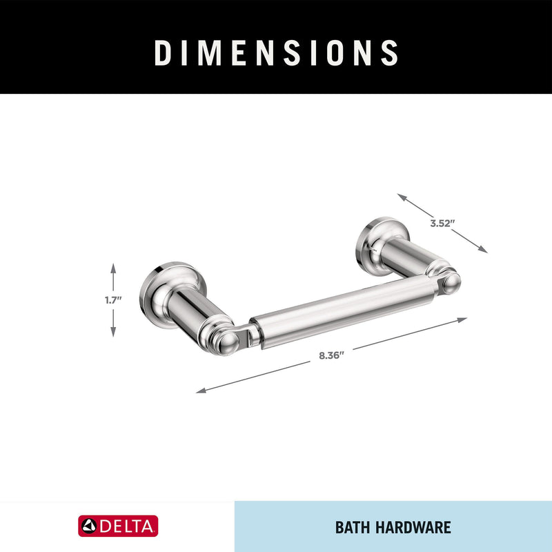 Delta Saylor (1-Pack) Toilet Paper Holder Polished Chrome Tissue Roll Holder for Bathroom Organization and Storage Pivoting Toilet Tissue Holder Wall Bathroom Accessories 73550