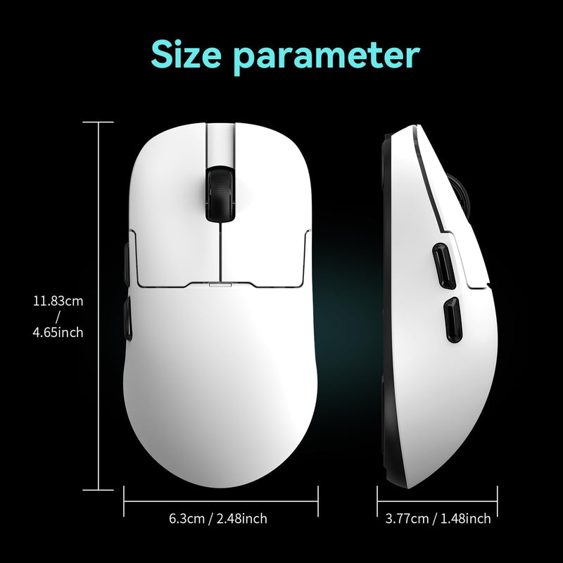 DAIDAI AJAZZ AJ159P MC Wireless Gaming Mouse, Equipped with PAW3311 Sensor, 12K DPI, 2.4G/USB-C/BT, 400 mAh Battery, Ultra-Light 56 g Design, RGB Backlight Effects, Compatible with PC and Mac, Black