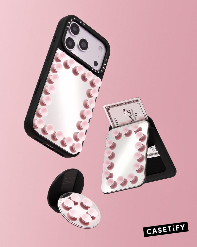 CASETiFY Snappy Snap & Stick Mirror Cardholder Stand Magsafe Compatible - Primrose Pink Primrose Pink (Mirror)
