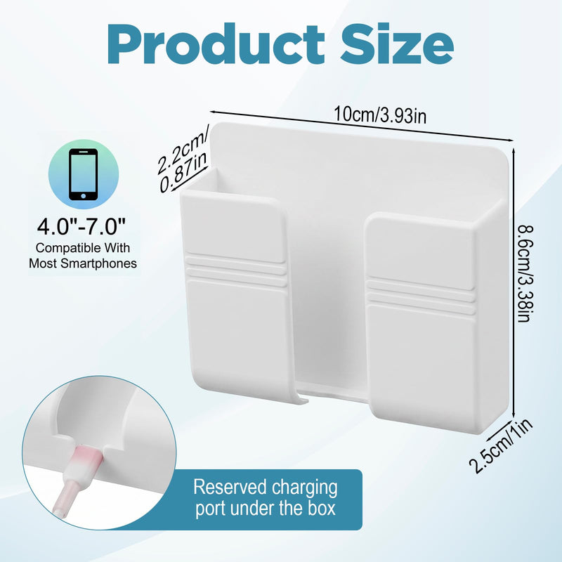 2 Pcs Wall Phone Holder for RV, Boat, Camper, Dorm, Apartment, Bedroom | No Drill, Strong Adhesive, Universal Wall Mounted Phone Holder for Travel Trailer, Pontoon Boat, Cruise Essentials White