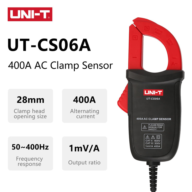 UNI-T UT-CS06A 400A AC Current Clamp Sensor, UT196/UT139C/UT117C Multimeter Option Current Clamp