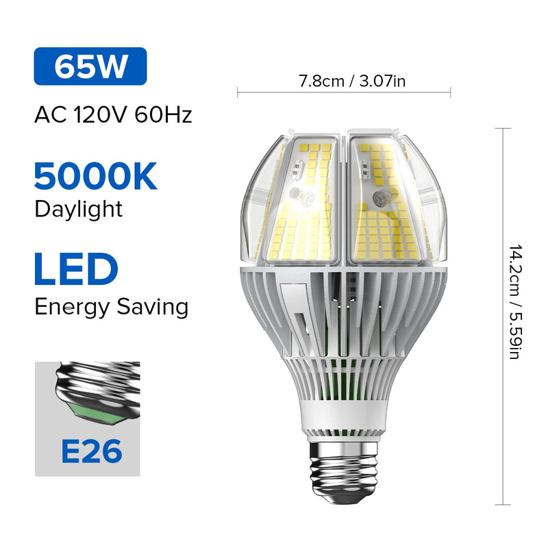 SANSI 10,000 Lumens A21 LED Light Bulb, Super Bright 650W Equiv. E26 Light Bulb with Wide 270° Beam Angle, 5000K Daylight Non-Dimmable Safe 65W Bulb for Workshop Garage Church Supermarket