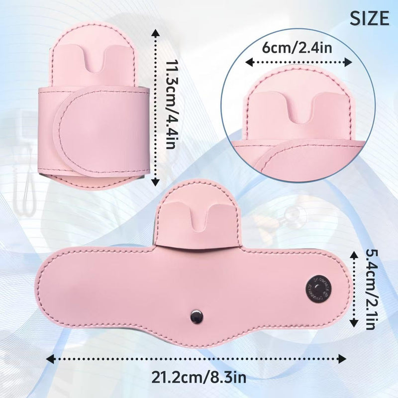 Magnetic Stethoscope Holder Clips, Secure Hands-Free PU Leather Holster for Scrubs, Belts & Lab Coats - Portable Stethoscope Accessories for Nurses, Doctors, EMTs, Medical Students(Pink) Pink