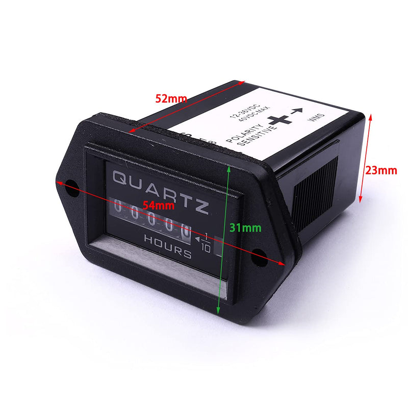  [AUSTRALIA] - ATOPLEE Mechanical Hour Meter 12v to 36v Truck Tractor Diesel Outboard Engine Hour Meter Rectangular