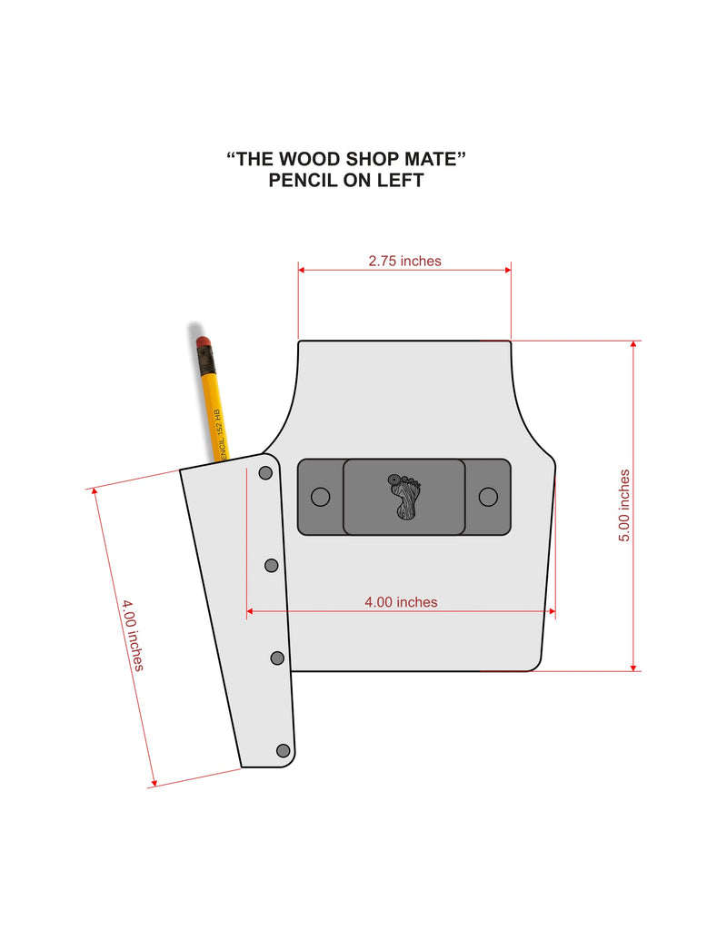 The Wood Shop Mate Heavy Duty Tape Measure Pencil Holder in Top Grain Leather Made to Last A Lifetime Pencil Holder on Left