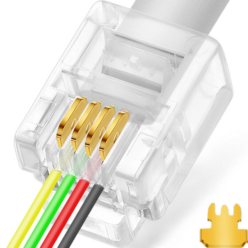 20Pack RJ11 Pass Through Connector 6P4C Telephone Modular Plug 3 Prong Type for Phone Line Cord