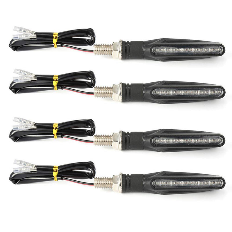 BlyilyB Motorcycle Blinkers Indicator Turn Signal Amber Flowing Sequential Universal Lamp (Pack of 4)