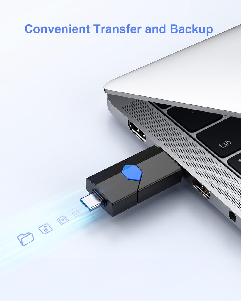 JUANWE 64GB USB C Flash Drive 3 Pack - 2 in 1 Type C + USB A Thumb Drives Retractable Dual Drive USB-C Memory Stick Jump Drive for iPhone 15, iPad, Android Phones, Tablet, Laptop, Computers