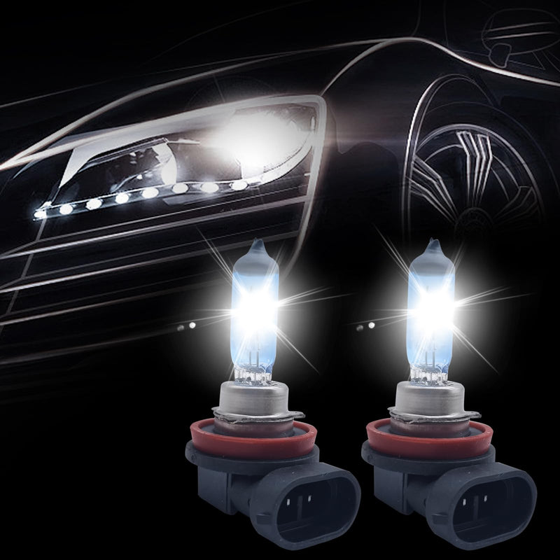 Pack-2 H11 Halogen Bulbs, Car Xenon Light Bulbs, 12V 55W Car High Beam Lights, Automobile Lights Replacement Kit, Universal for Most Cars, SUVs and Vans (White) 2 PCS White #H11