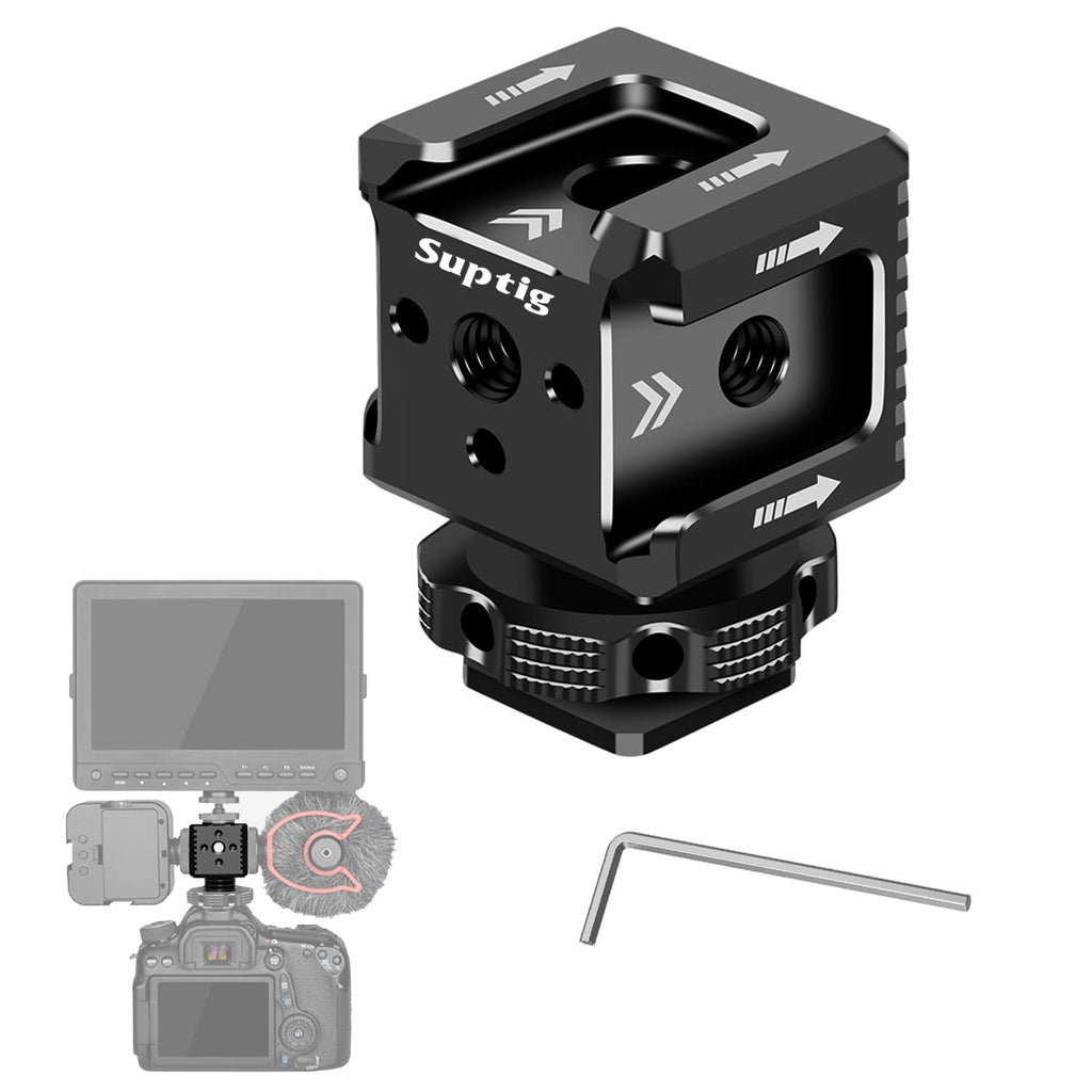 Suptig 3 Port Cold Shoe Mount with 1/4"-20 Thread for Camera Cage Flash LED Monitor Microphone etc.