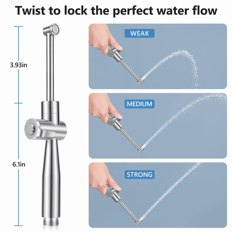 SPACEREST Handheld Bidet Sprayer for Toilet, Leak-Proof Stainless Steel Bidet Attachment for Toilet, Adjustable Spray Angle & Water Pressure, Toilet Sprayer for Personal Care, Postpartum (Silver) sliver