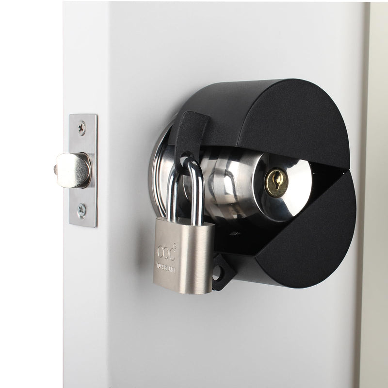 Door Knob Lockout Device with Padlock,Cover to Disable The Doorknob, Prevents Turning of Door Knob and Access to Keyhole, Prevents Operating The Knob,Black Black