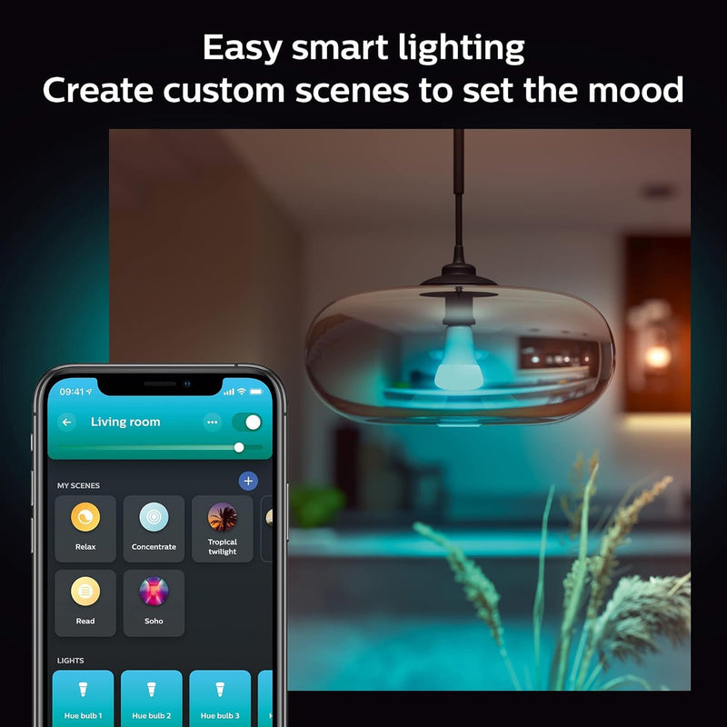 Philips Hue Smart 100W A21 LED Bulb - White and Color Ambiance Color-Changing Light - 1 Pack - 1600LM - E26 - Indoor - Control with Hue App - Works with Alexa, Google Assistant and Apple Homekit Classic
