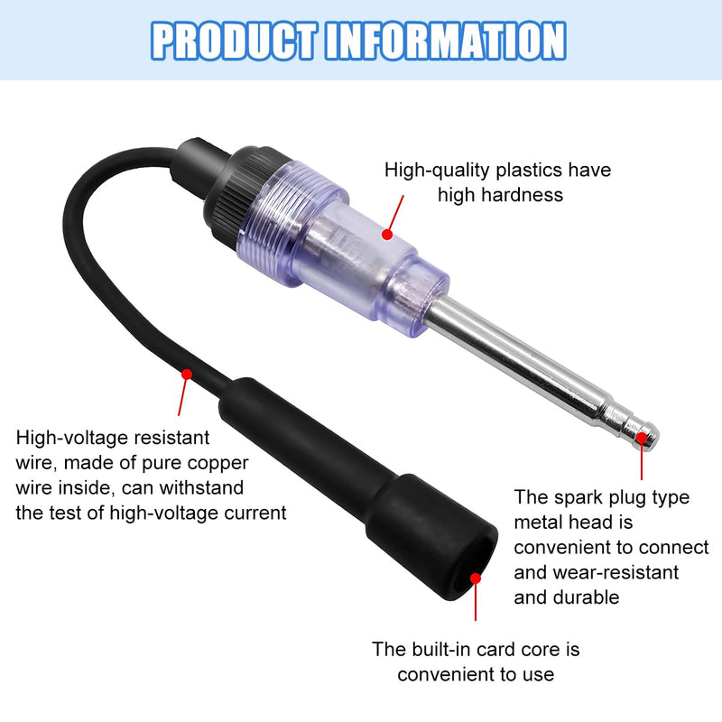 Car Inline Spark Plug Tester, Vehicle Engine Straight Boot Ignition Coil Tester, Auto Engine Spark Plug Light Checker Armature Diagnostic Detector Tool, Fit for Sedan Motorcycle