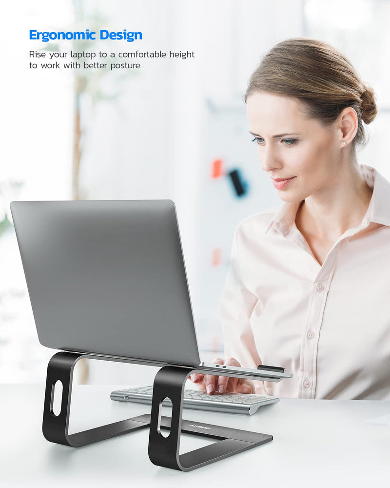 Nulaxy Laptop Stand, Ergonomic Aluminum Laptop Computer Stand, Detachable Laptop Riser Notebook Holder Stand Compatible with MacBook Air Pro, Dell XPS, HP, Lenovo More 10-15.6” Laptops C-Black