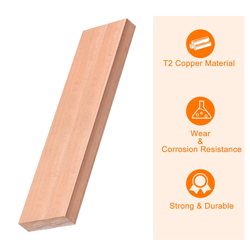 uxcell Copper Flat Bar, 3/8" Thickness x 2" Width x 6" Length Copper Bus Bar Stock Plate Mill for Electrical (10mm x 50mm x 152mm) 3/8" T x 2" W x 6" L(10x50x152mm) 1