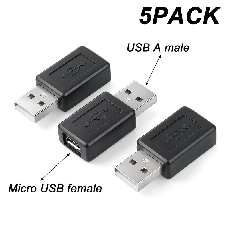 5PCS USB Micro to USB A Adapter | Type-A Male to Micro Female Converter Connector for Tablets Speakers Digital