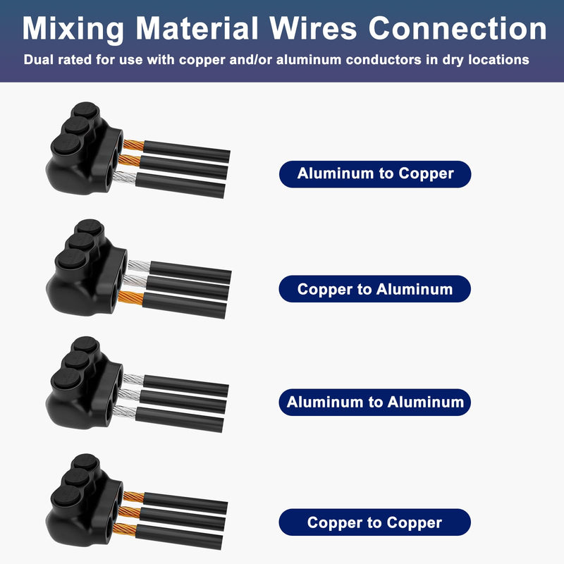 5 Pcs - Insulated Multi Cable Connectors 3 Port Single Entry Splice Electrical Power Connector Black Interconnect Terminals Pre Filled Wire Connectors (2-14AWG Wire Range) 3 Port 2-14AWG