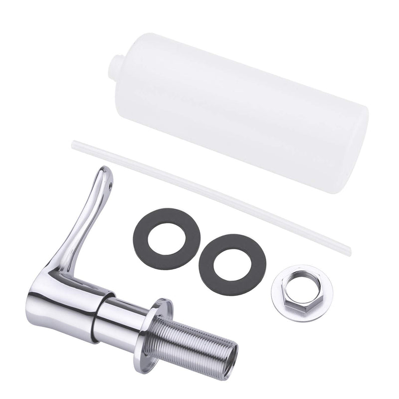 Kitchen Sink Soap Dispenser Chrome, Solid Brass Pump Head Sink Refillable Bottle, Spot Resist Stainless Chrome Aj-f062 with Bottle