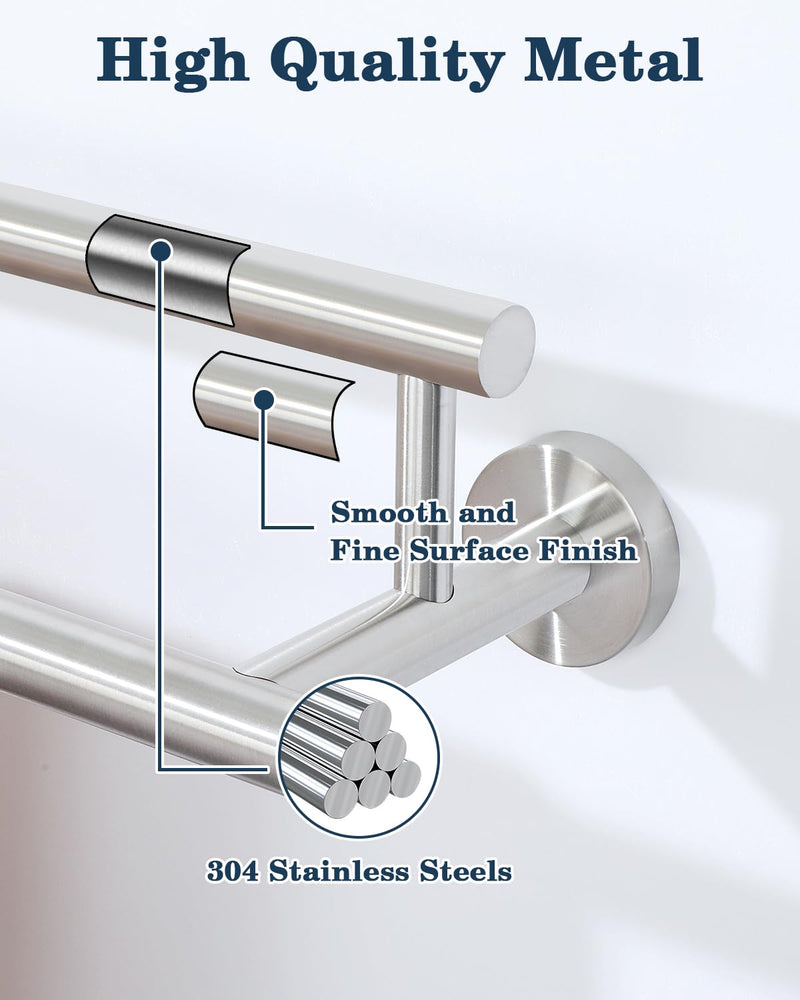 Alise Double Towel Bar Brushed Nickel,32" Towel Racks for Bathroom Wall Mounted,Bathroom Towel Rack SUS304 Stainless Steel Bathroom Towel Holder Quick Drying Hand Towel Holder Towel Bar for Walls 32-Inch (2-Bars)