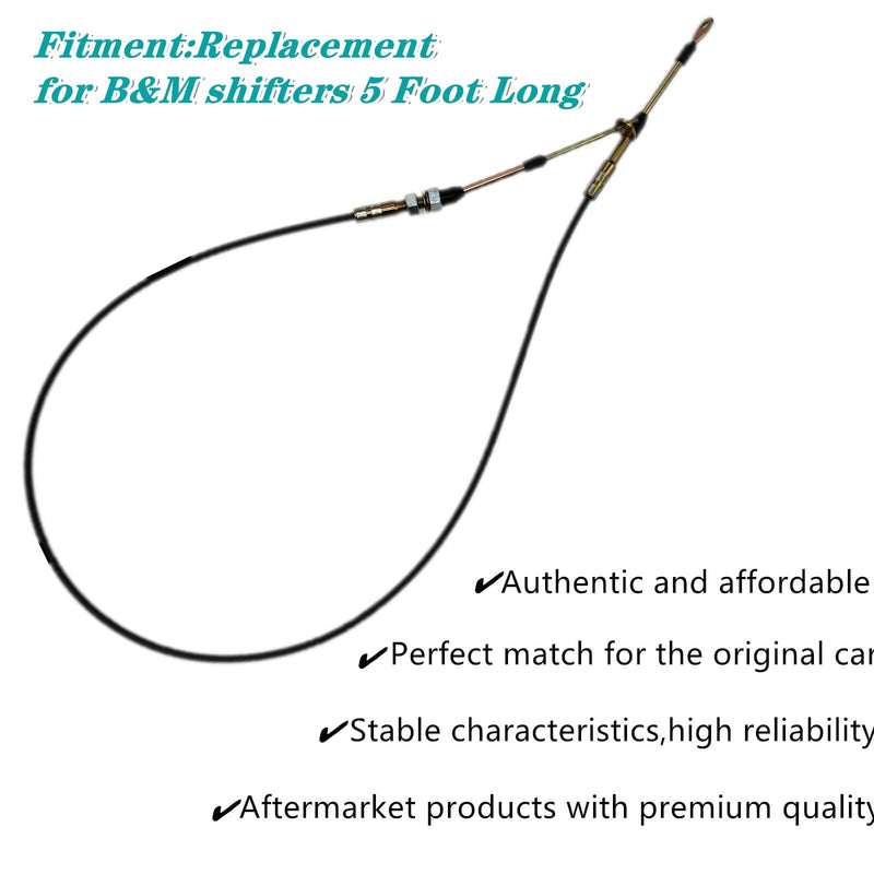 80605 Automatic Transmission Shifter Cable Eyelet End, Replacement for B&M Automotive Heavy Duty Performance Shifter Cable, 5ft Long Af72-1001 BMM-80605 0.25" Outer Diameter Black