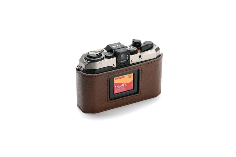 for Pentax 17 Case, Handmade Genuine Real Leather Half Camera Case Bag Cover for Pentax 17 Film Camera With Hand Strap (Coffee) Coffee