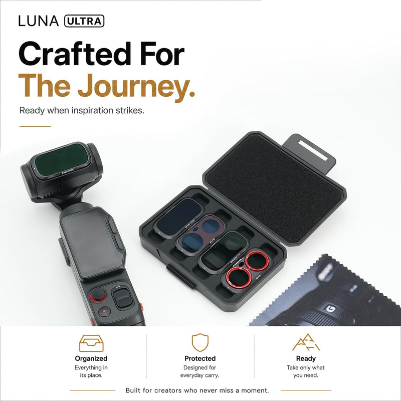 Freewell Everyday Creative Filter Kit for Insta360 Luna Ultra | Includes ND1000, CPL, Glow Mist 1/4, & LPR filters for long exposure, glow, & night shooting. Everyday Kit