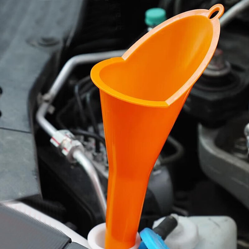 4 Pcs Plastic Long Neck Oil Funnel for Change, Multi-Function Long for Transmission Fluid Automotive Funnels, Car Water Diesel Fuel Kerosene Liquids Engine Oil Funnel Set 4pcs - Orange