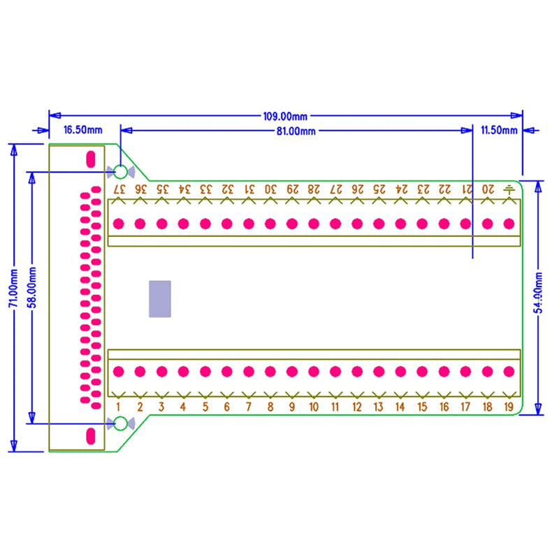 2Pcs DB37 Male Female Breakout Board Connector, RS232 D-SUB Serial 37 Pin Port Terminal Solderfree Adapter with Nut