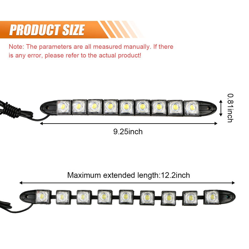2PCS Daytime Running Strip Lights, Daylight Driving Weatherproof Decoration Light Kit, High Power Clearance Light, Flexible Bright Spot Fog Lamp, Auto Accessories Fit Most Cars (White) White