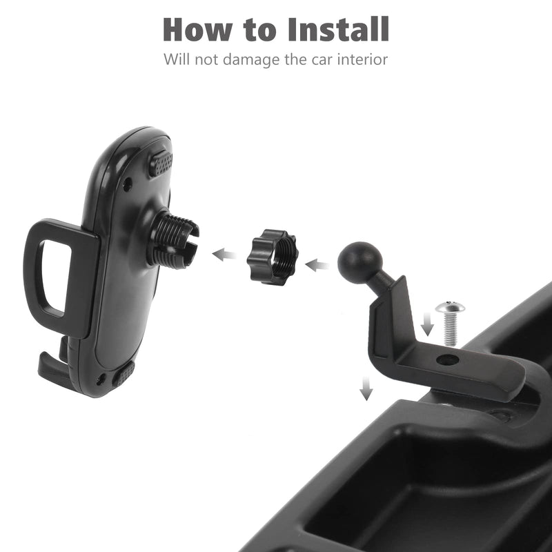 JeCar TJ Phone Holder Upgrade Dash Cellphone Mount with Storage Tray Interior Accessories Compatible with Jeep Wrangler TJ 1997-2006