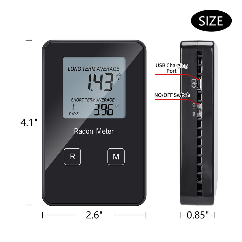 Home Radon Detector, Portable Radon Tester, Long and Short Term Monitor, Powered by Rechargeable Battery, Monitor Your Home Radon Level, Prevent Radon Exceed