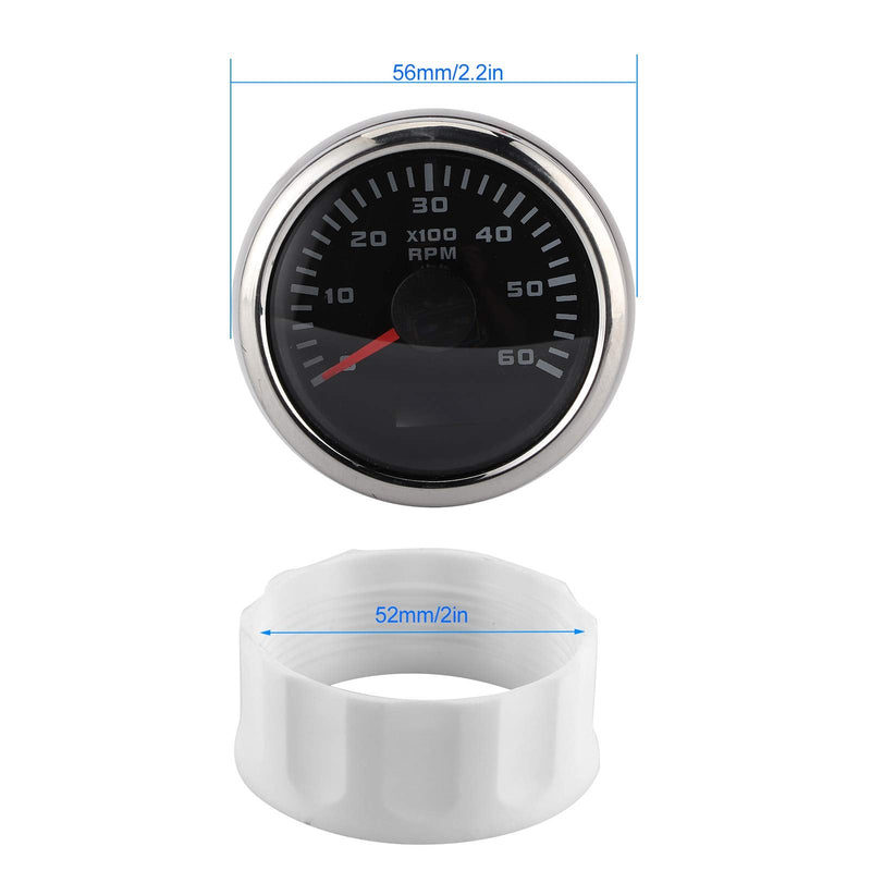 Digital Tachometer, 52mm/2in LCD Display, 6000RPM, Universal Speedometer for Auto, Motorcycle, Outboard Engine, Construction Machinery