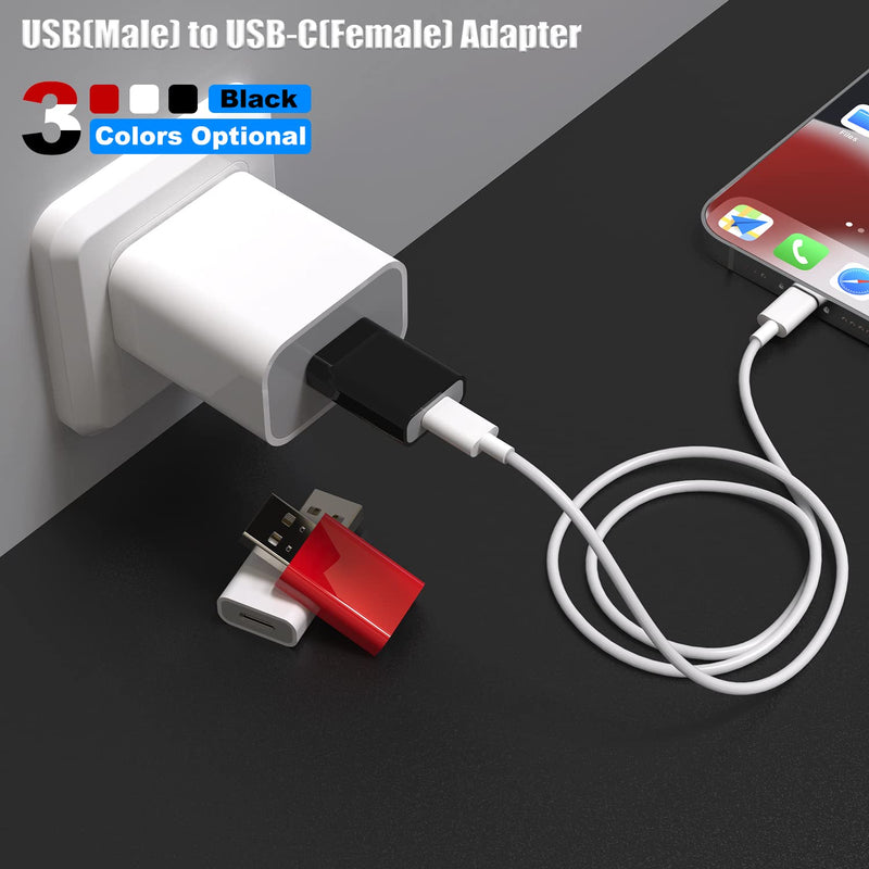 USB to USB C Adapter Pack-5,Compatible with Apple MagSafe Watch 7/8/9/SE/Ultra,USB C Female to USB Male Adapter for iPhone 15 14 13 12 Mini Pro Max,iPad,Galaxy Note,Google Pixel 7 6 5 5 Pack Black