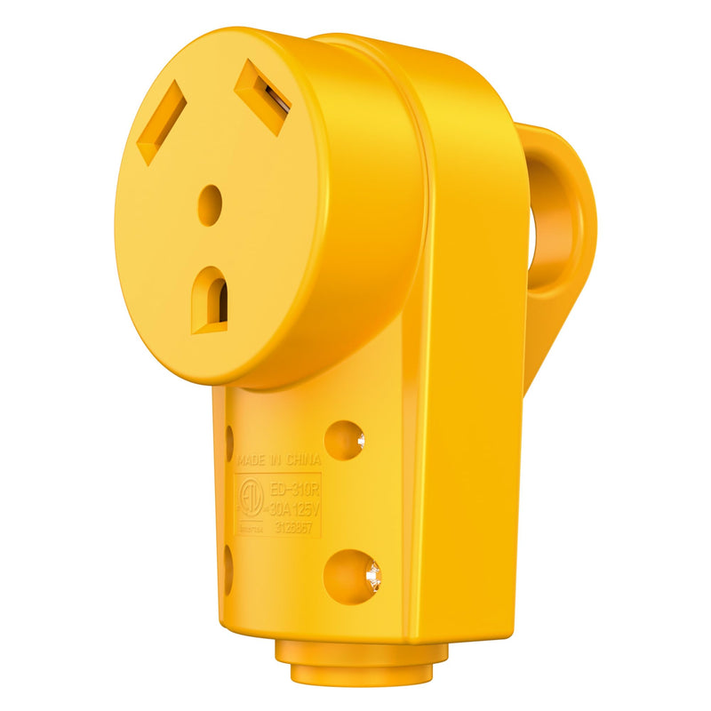 SnowyFox RV 30 Amp Female Replacement Plug - Heavy Duty 30 Amp RV Plug Receptacle with Ergonomic Handle, Designed to Accommodate Wire 30F Plug