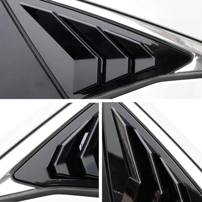 for Honda 11th Gen Civic Sedan 2022 2023 2024 2025 Rear Side Racing Style Window Louver Decorate Cover Rear riangular Air Vent Window Blinds Auto Accessories (Bright Black) Bright Black