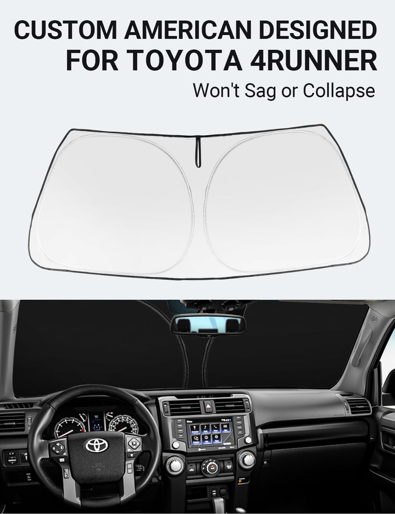 Proadsy 2024 Upgrade Windshield Sun Shade Custom Fit 4Runner 2010-2024 4-Runner 5th Gen SUV, SR5 Trail Limited Foldable Front Sunshade Protector Blocks UV Rays Keep Car Cooler Toyota 4Runner 2010-2024