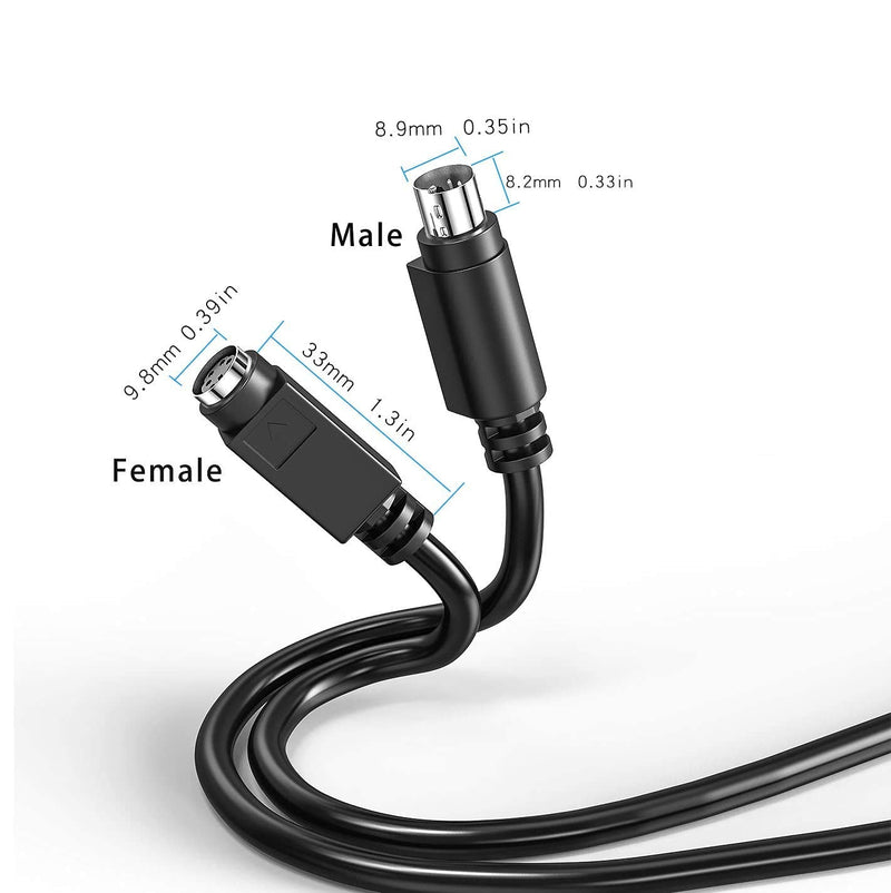 Copper Wires PS/2 Male to Female Extension Cable, Mini Din 6 pin Cable for Computer PC Keyboard/Mouse/KVM & More 10ft in Black